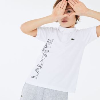 Lacoste SPORT Branded Breathable Piqué Polo Shirt - Polo Dětské Bílé / Tmavě Blankyt Blankyt | CZ-0a